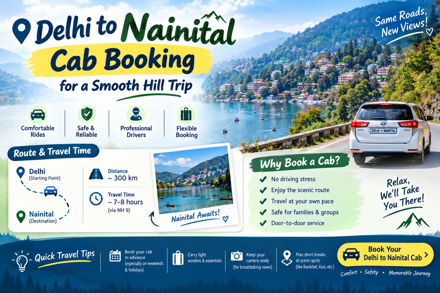 Delhi to Nainital Cab Booking